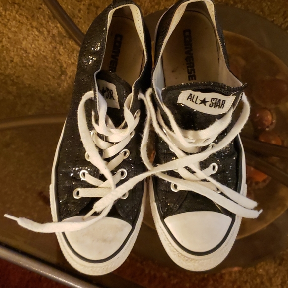 Black Sequined Converse All Stars - Picture 7 of 8